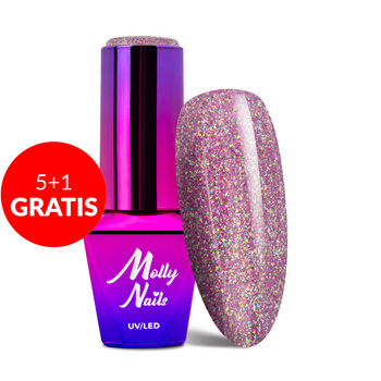 5+1 безкоштовно Гібридний лак Molly Nails Shocking Shine Raw 8 г № 681