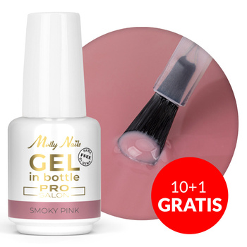 10+1 безкоштовно Гель для нарощування в пляшці з пензликом Gel in Bottle MollyNails Pro Salon Smoky Pink без HEMA/Di-HEMA 15 г