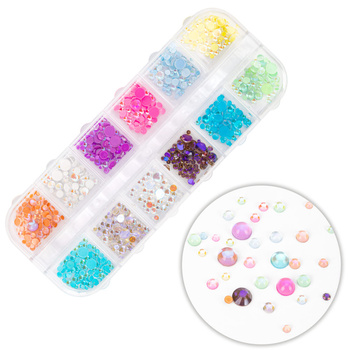 Коробка з прикрасами — камінчиками Molly Nails, різні кольори, 1000 штук