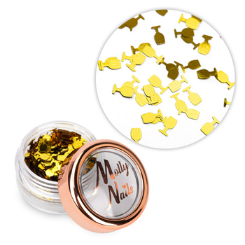 Прикраса для нігтів — золоті голографічні стрази Molly Nails, 2 г