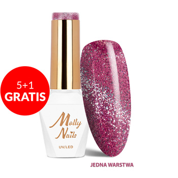 5+1 безкоштовно Гібридний лак LED/UV Gel Polish з котячими очима Glacier Crush № 253 Mauve Molly Nails без HEMA/Di-HEMA 8 г