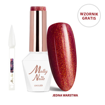 Гібридний лак LED/UV Gel Polish La Vie en Rouge № 323 Glow & Passion MollyNails без HEMA/Di-HEMA, 8 г + набір блискіток БЕЗКОШТОВНО
