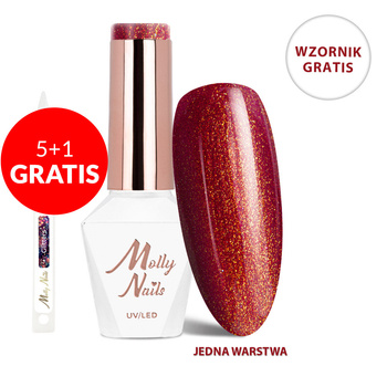 5+1 безкоштовно Гібридний лак LED/UV Gel Polish La Vie en Rouge № 323 Glow & Passion MollyNails без HEMA/Di-HEMA 8 г + каталог глітерів БЕЗКОШТОВНО